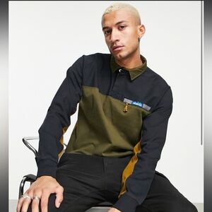 Kavu Field Throw long sleeve polo shirt in khaki